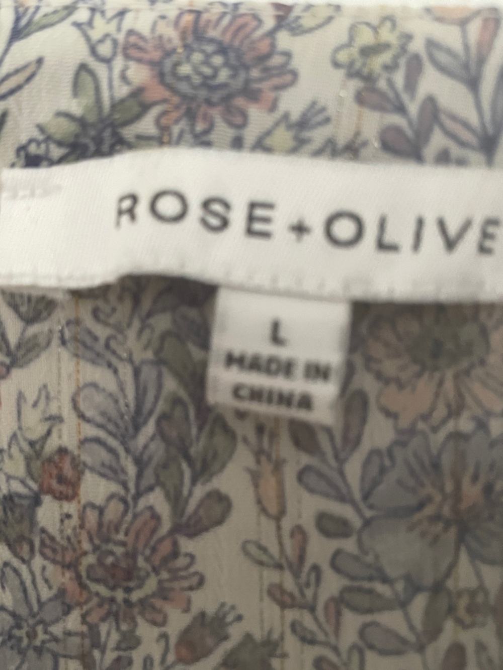 Rose & Olive Sheer Gray Floral V-Neck Button Blouse - Picture 2 of 4